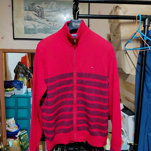 [타미힐피거]코튼 풀집업 가디건 L(105)사이즈