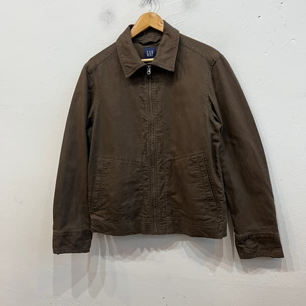 GAP 갭 린넨 블렌드 블루종 자켓 브라운