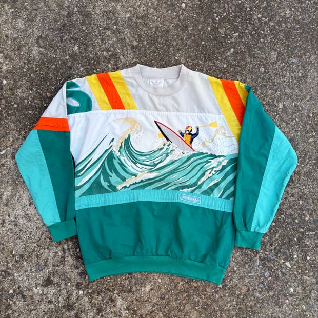 -80s 아디다스 올드스쿨 맨투맨 웜업 점퍼 