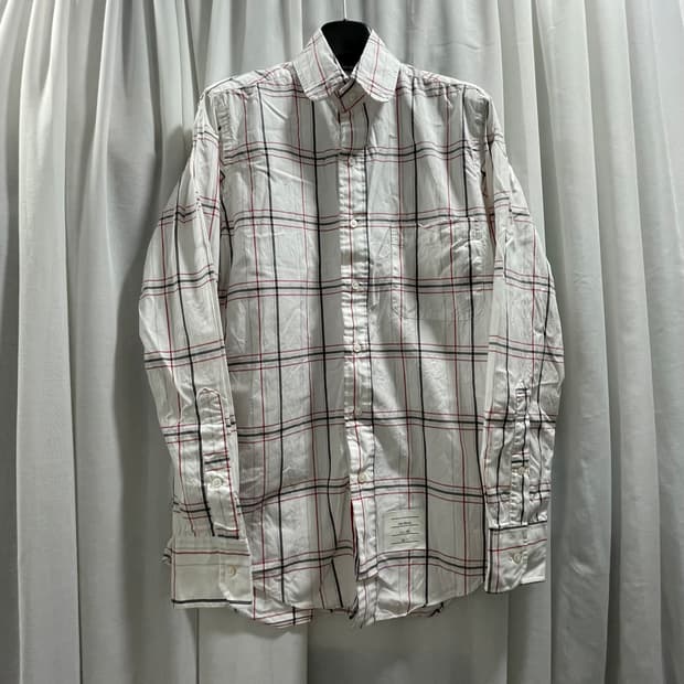 톰브라운/ 라운드 카라 트리콜로 체크 셔츠/ 2