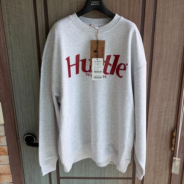 [새상품]트루릴리전 허슬 로고 맨투맨 멜란지그레이