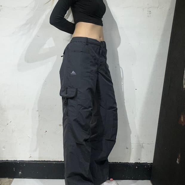 00s 아디다스 차콜 와이드 카고 바지 트랙 팬츠 추리닝 바지 M 
