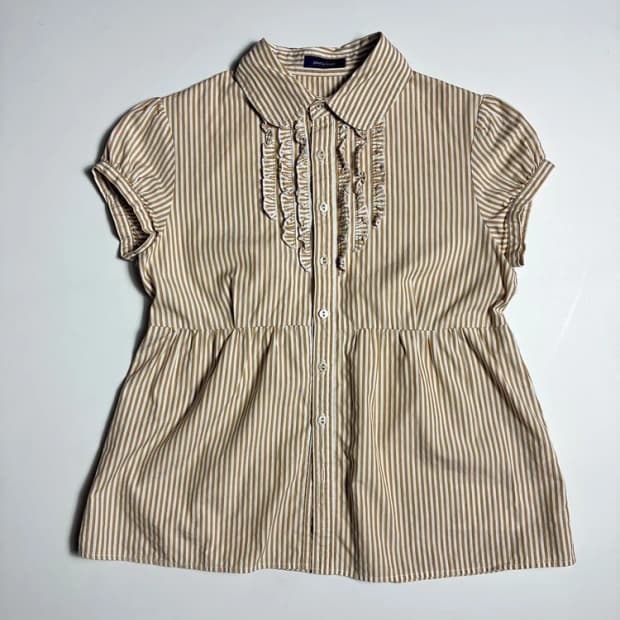 Selected 00's JAPAN 스트라이프 프릴 블라우스  R2991