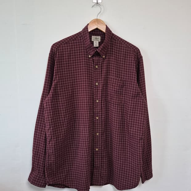 엘엘빈LLBean 와인 원포켓 체크 셔츠 L - S438