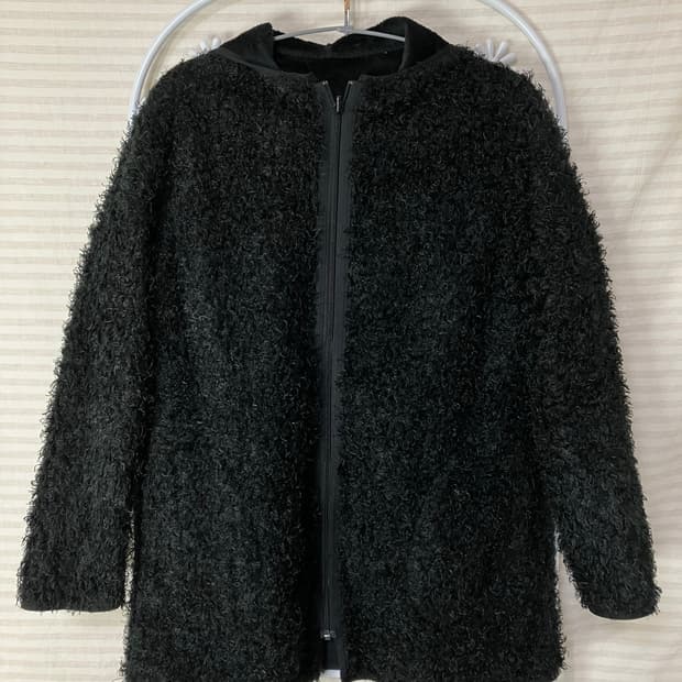 빈티지 블랙 모헤어 양면 후드 집업 y2k 스트릿 갸루 펑키 일본빈티지