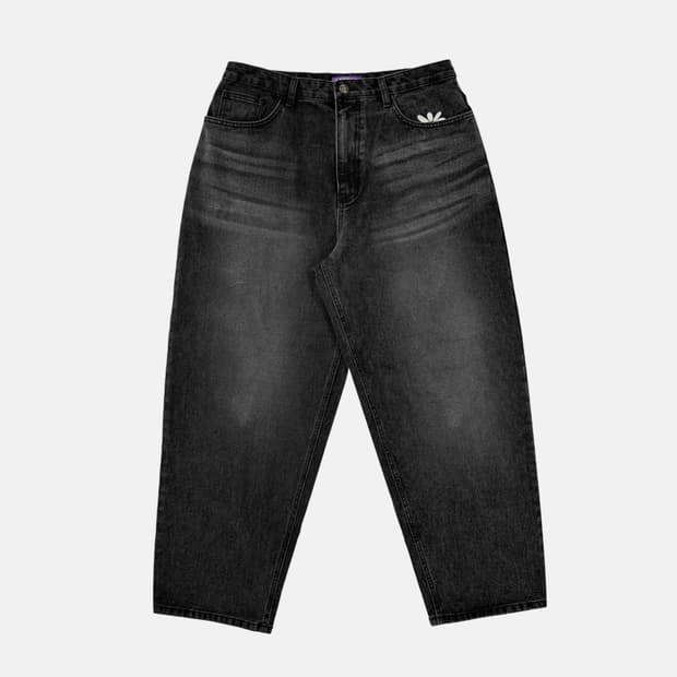 Smart Daisy Cat Brush Baggy Jeans (Black