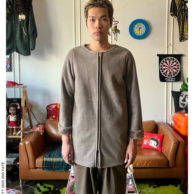 KBF + Japan Fur Lining Suede U Neck JK