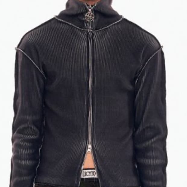 Lecyto 레씨토 니트집업 RIBBED PRINT KNIT ZIP UP