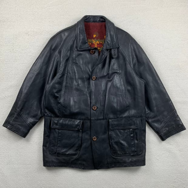 SAVE THE FOREST 이태리제 리얼 레더 헌팅자켓 블랙 