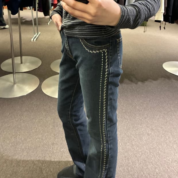 27)Japanese vintage 여성 스티치 부츠컷 팬츠