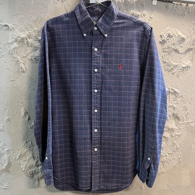 폴로 랄프로렌 POLO 체크 버튼다운 셔츠 네이비 M