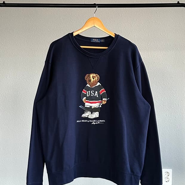 [XL]폴로 랄프로렌 폴로베어 하키 네이비 맨투맨