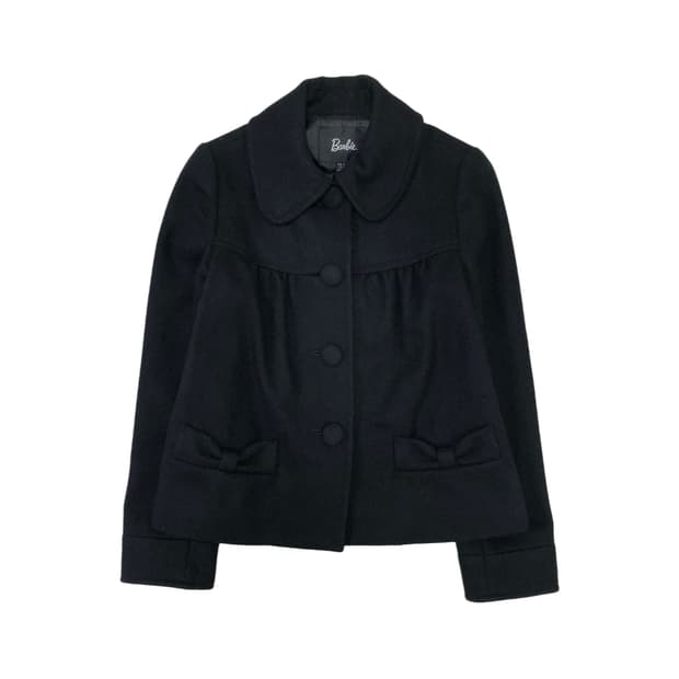 바비 양모 블랙 숏 코트