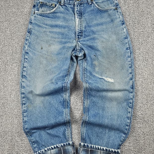 칼하트 헤비 플란넬 체크 데님 워크 팬츠 (34 X 30) / 10051