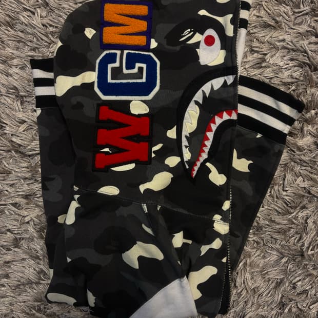 베이프 샤크 시티 카모 후드집업 M