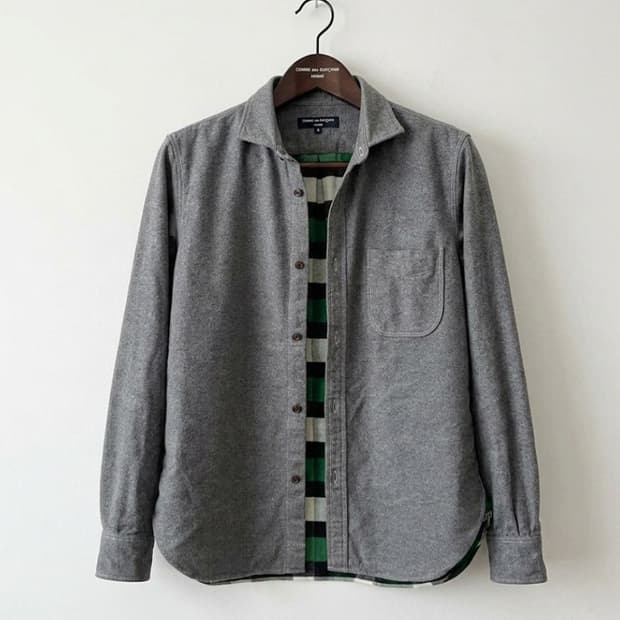 꼼데가르송 옴므 후면 체크 셔츠