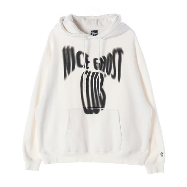 나이스고스트클럽 스크림 로고 후디 화이트 L