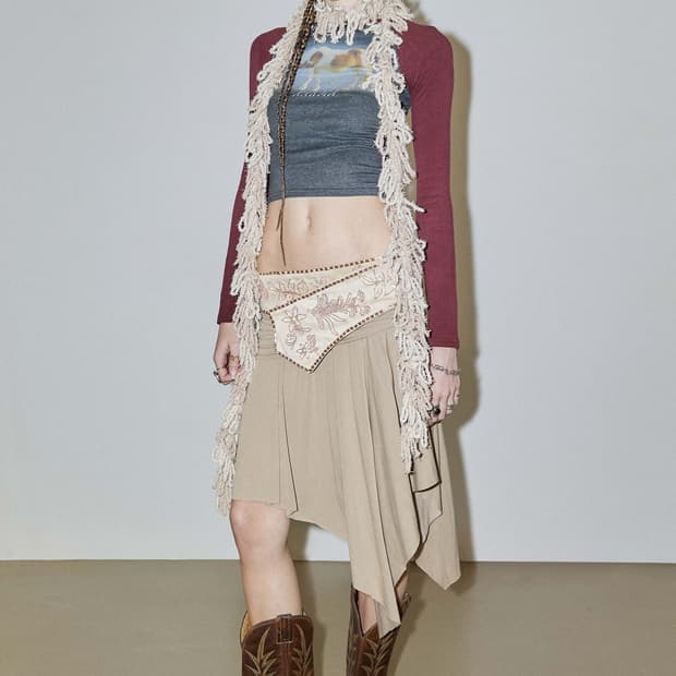 스컬프터 저지 스커트 beaded jersey skirt beige 