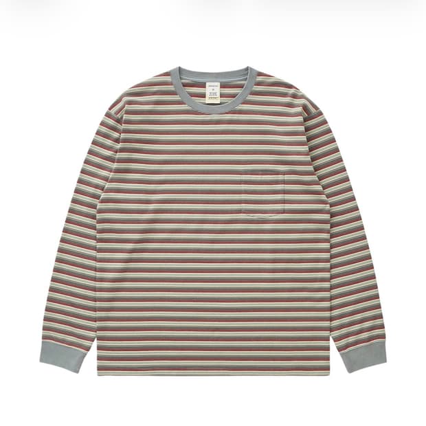 카키스 보더 롱슬리브 티셔츠 그레이 2