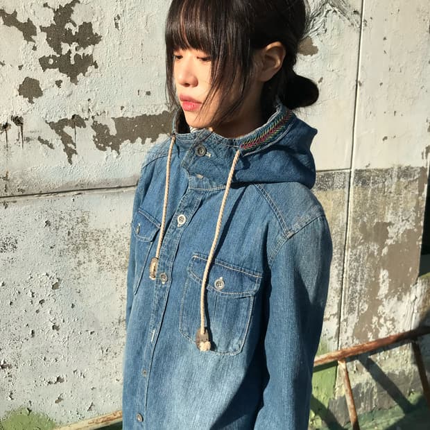 보헤미안  후드 데님 셔츠