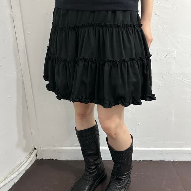 tiered reversible mini skirt