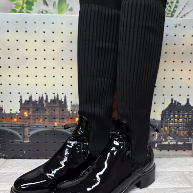 슈콤마보니 니하이 여성롱부츠 245 니트에나멜 페이턴트 삭스부츠 LB79
