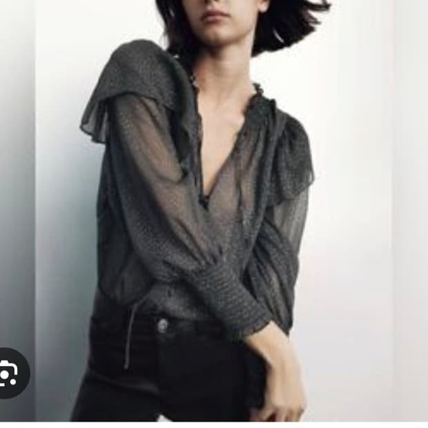자라(ZARA) 은사 도트 시스루 블라우스 (그린, XS)