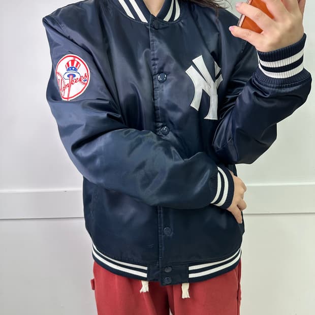 100 90s 마제스틱 일본판 뉴욕 양키즈 스타디움 바시티 자켓 