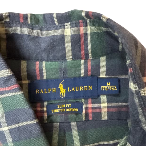 POLO RALPH LAUREN 타탄체크 레드포니 슬림핏 코튼 셔츠 M 