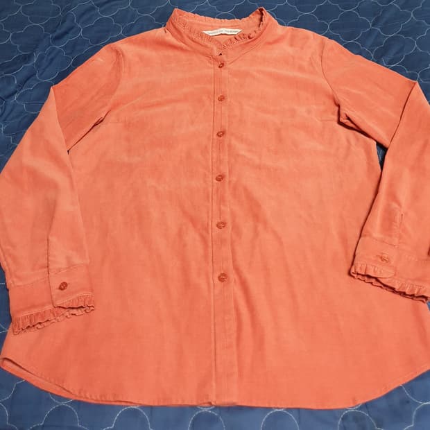 (한정판) RAY BEAMS 코듀로이 셔링 긴팔셔츠 브립 오렌지 (F)