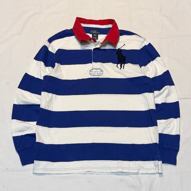폴로 랄프로렌 빅포니 스트라이프 롱슬리브 럭비티 화이트 블루