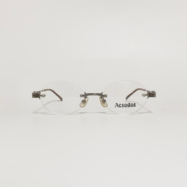 데드스탁 무테 타원형 엔틱 실버 안경테 1511