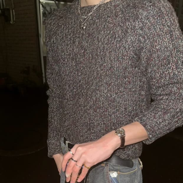 BEAMS Longsleeve Silhouette Slim Knit