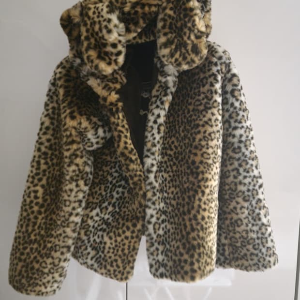빌리언달러 레오파드 퍼 시어링 후드 코트 귀달린후드 베이비즈