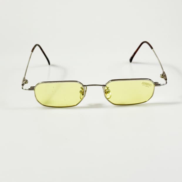 SERENO 실버 메탈 슬림 스퀘어 빈티지 틴트 안경