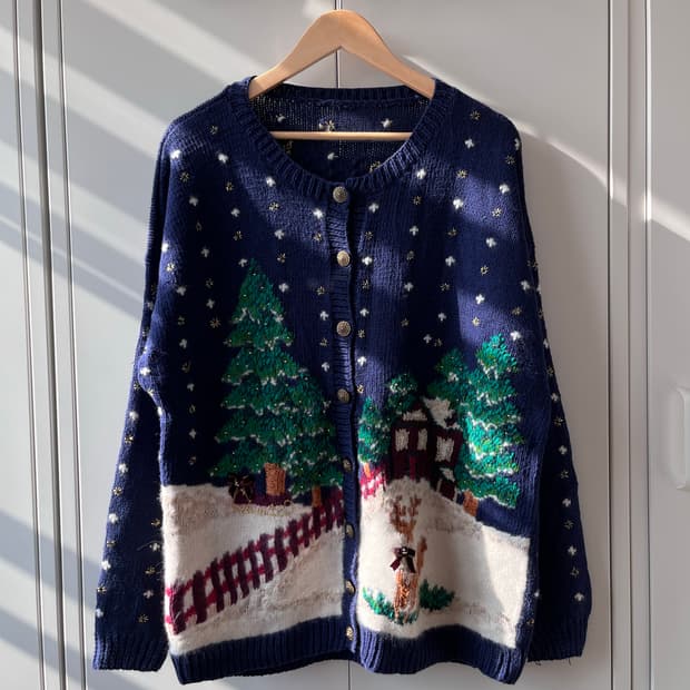 Northern treasures 크리스마스 겨울 풍경 니트 가디건