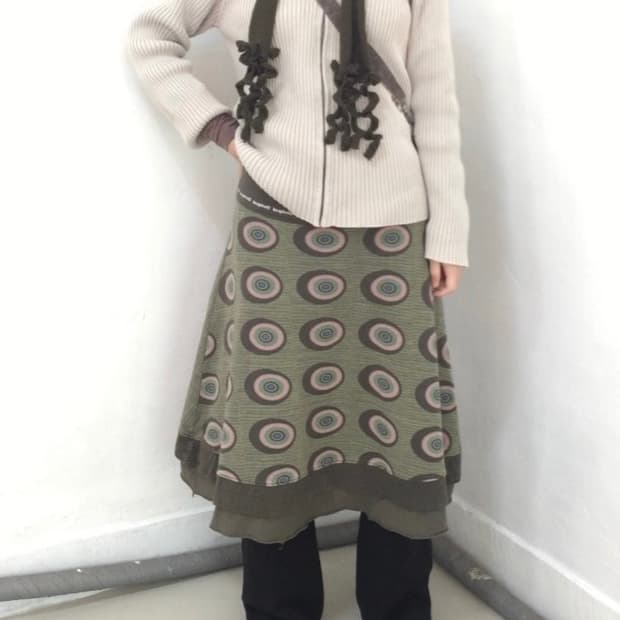 [직수입] 빈티지 desigual 코튼 져지 미디 스커트