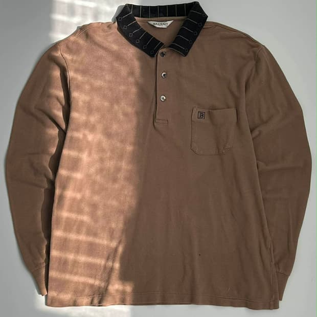 [100] Balmain 발망 콘드라스트 카라넥 럭비셔츠 슬리브