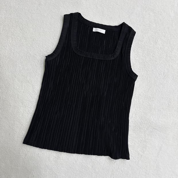 F 빈티지 여성 플리츠 민소매 티셔츠 0406T