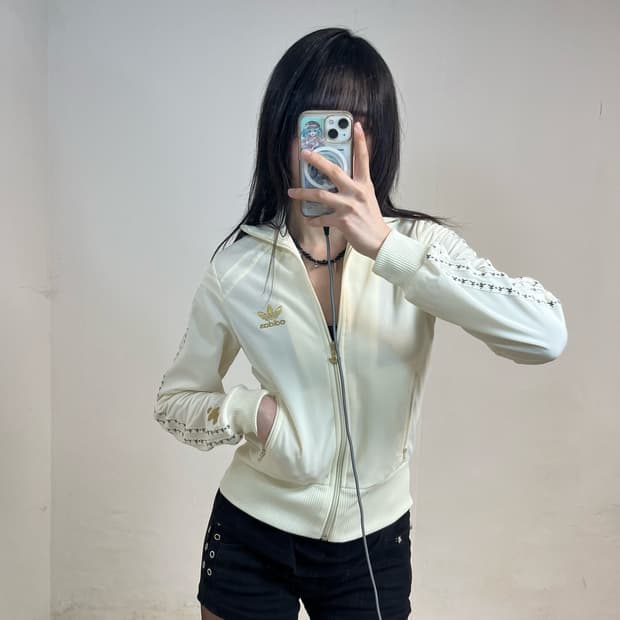 Adidas white D Russia track top jersey