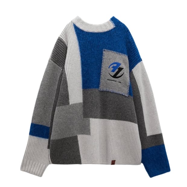 자라 x 아더에러 패치워크 오버사이즈 니트 스웨터 멀티컬러