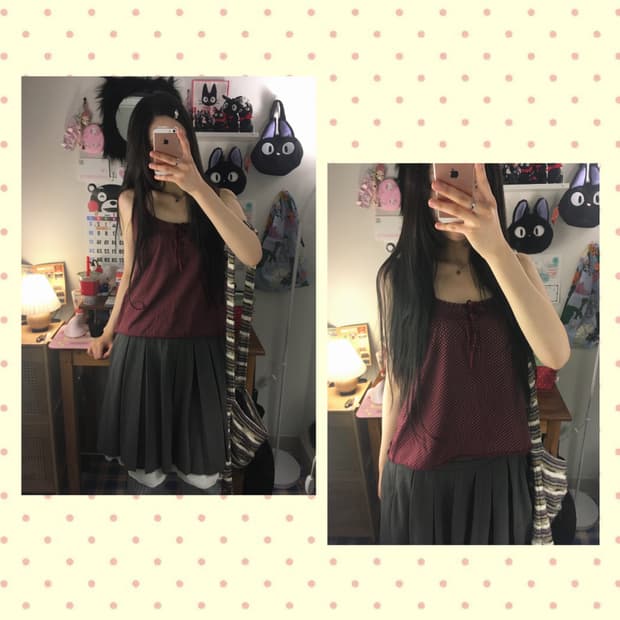 vintage dot ribbon sleeveless wine