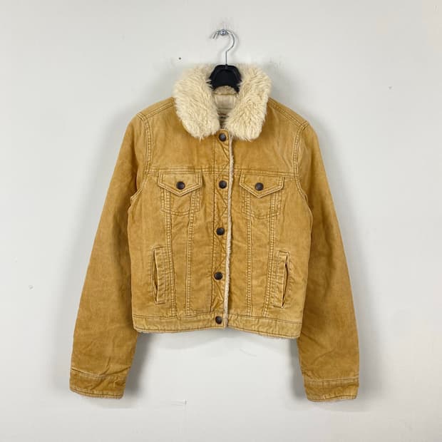 아베크롬비 코듀로이 양털 쉐르파 크롭 자켓 XL