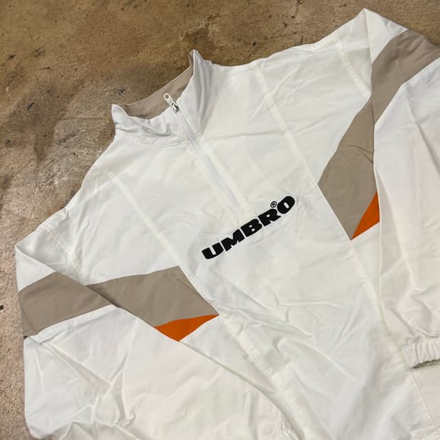 [정품/95] 엄브로 화이트 컬러 블록 하프집업 b18