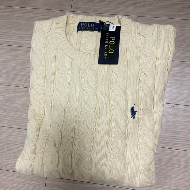 폴로 랄프로렌 남성 꽈배기니트 아이보리 XL
