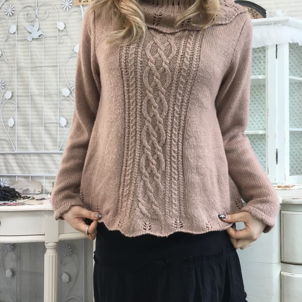 Axes femme 액시즈팜 핑크 베이지 펀칭 니트