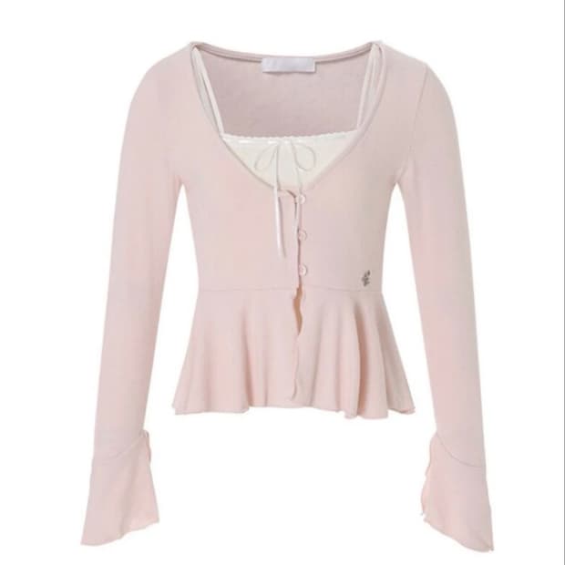 낫유어로즈 소라 나시+가디건 세트 핑크