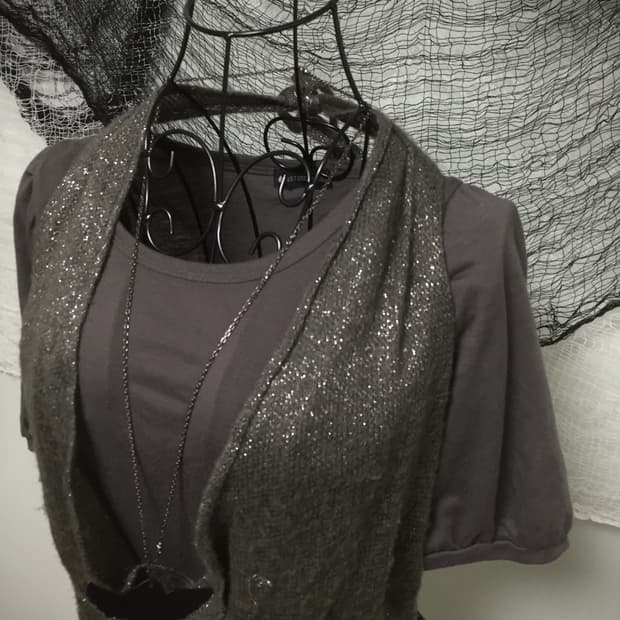 그런지페어리 홀터 글리터 니트 반팔탑