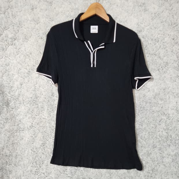 183C [XL] 자라 슬림핏 니트 반팔 카라티