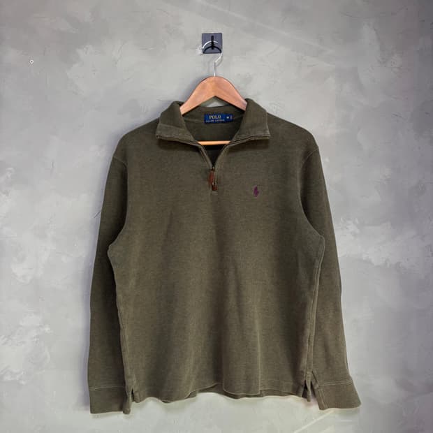 폴로 랄프로렌 반집업 니트 카키